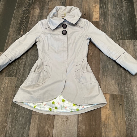 Soia & Kyo Jackets & Blazers - SOIA & KYO Anthropologie Gray Cotton Oversized Collar Trench Coat, Size Small